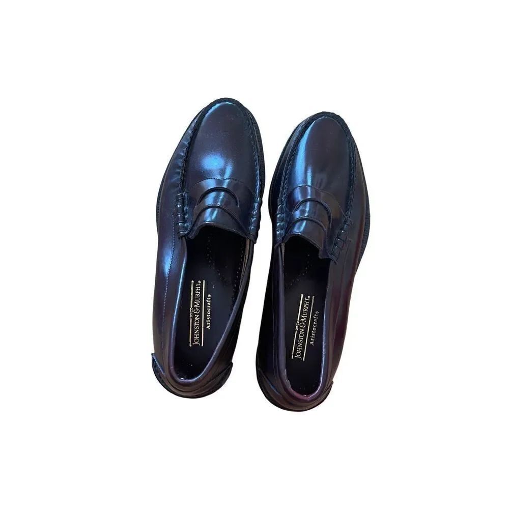 Johnston & Murphy Mens Brown Moc Toe Slip On Leather Loafer Dress Shoes Size 8